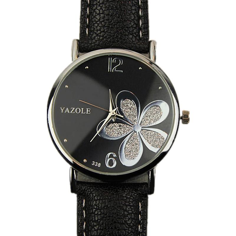 YAZOLE Wrist Watch Luxury Crystal Ladies Watch Women Watches Flower Women's Watches Leather Clock zegarek damski reloj mujer