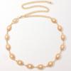 Elegant Metal Waist Belt For Women With Pearl Inlay And Lobster Clasp For Party Wear