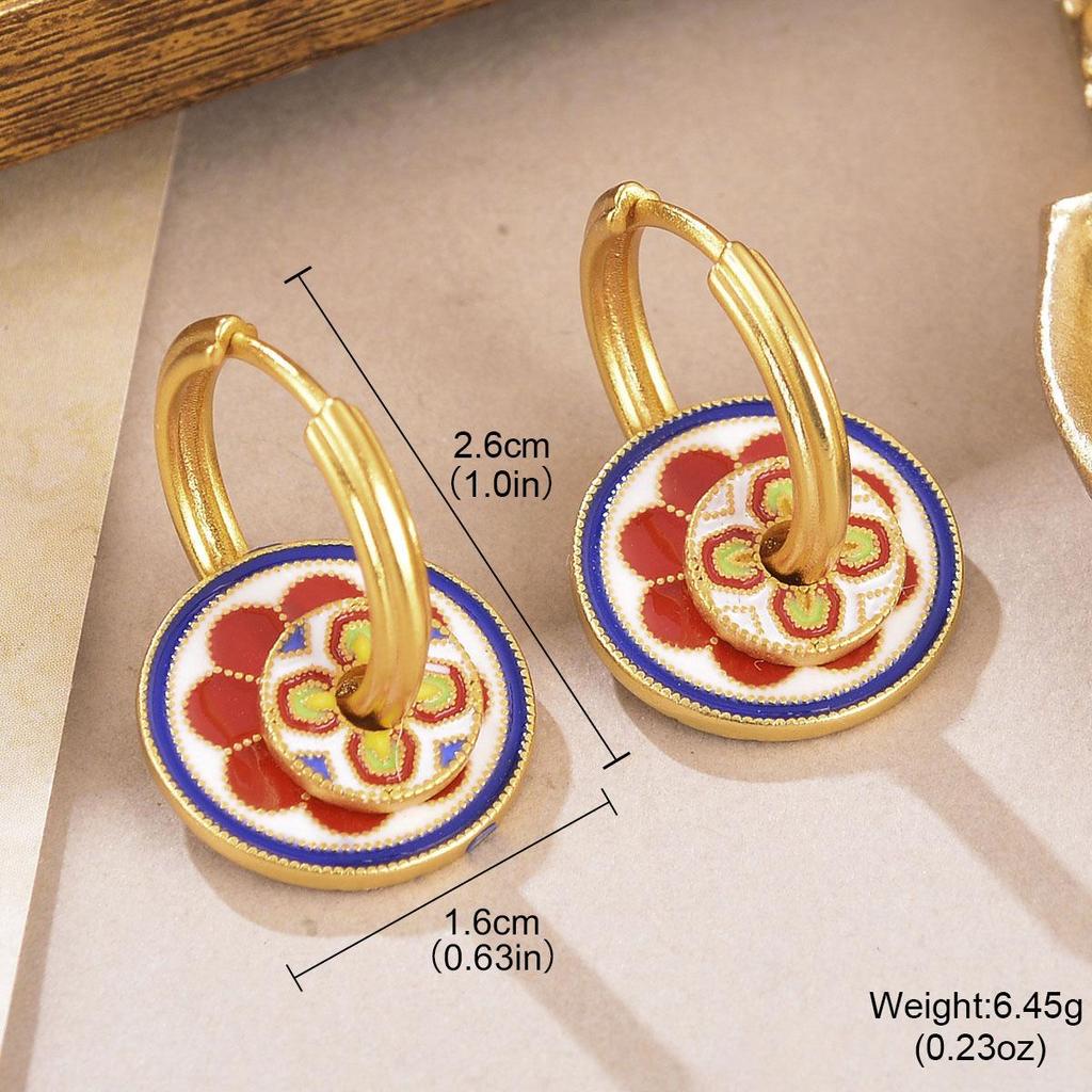 2024 Luxury Enamel Drip Oil Flower Ear Cuffs: Versatile Modern Chinese Style Women's Earrings