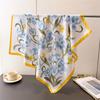 Spring Romantic Flower Printing Simulation Silk Scarf Square Scarf High-End Shawl Versatile Neck Small Square Scarf Headscarf Scarf