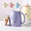 Coffee Mug With Lid Cat Style Ceramic Coffee Cup with Spoon Cute Kawaii Large Capacity Milk Tea Mug with Handle Birthday Gift
