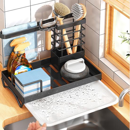 Сливная полка для кухонной столешницы, устойчивая к ржавчине, прочная, несущая многоцелевая полка для хранения, держатель для губки с