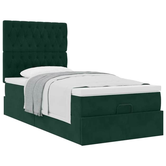 Maison Exclusive - Cadre de lit ottoman avec matelas vert foncé 90x190 cm velours