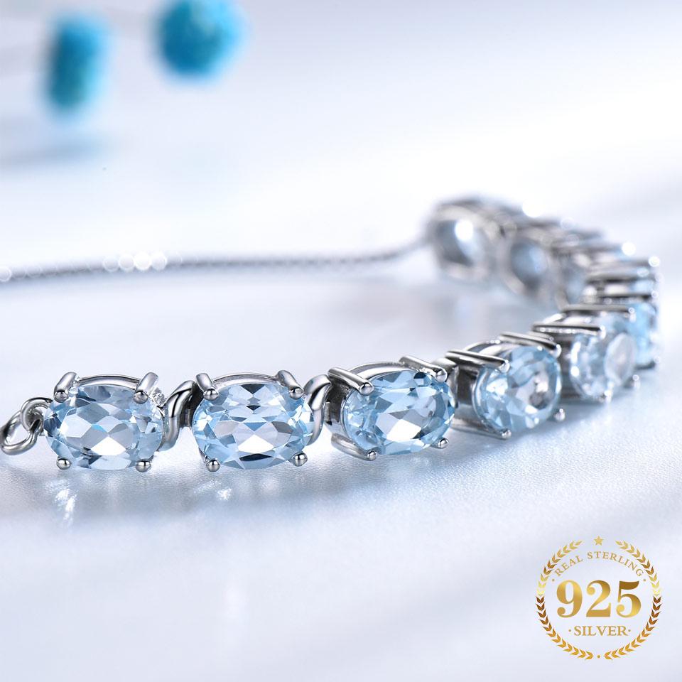 UMCHO регулируемый браслет с натуральным голубым топазом