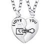 I Love You Heart Lock Key Couple Pendant Necklace Lovers Jewelry Sweet Gift