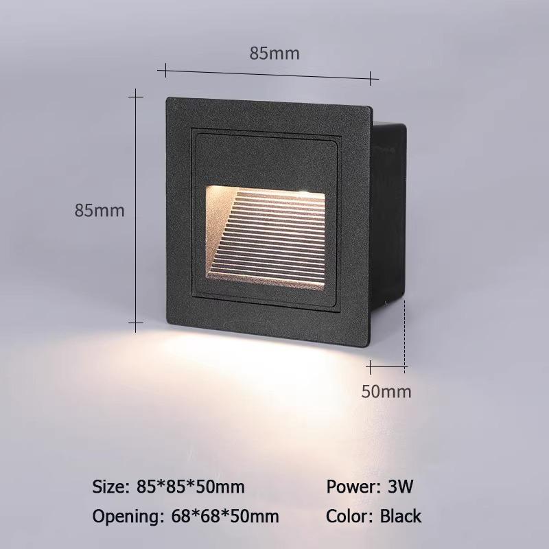 Indoor Outdoor Waterproof 3W LED Footlight Aluminum Home Lighting Step Stair Lights Recessed Corner Wall Lamps Garden Light