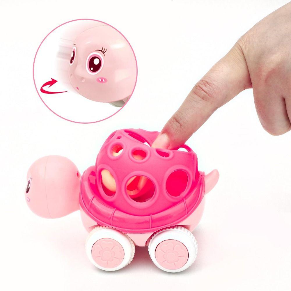 Soft Rubber Baby Car Toy Friction Powered Rattle Roll Cars Inertia Pull Back Car for 1-3 Years Old