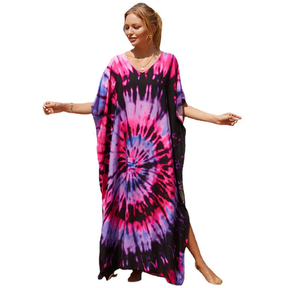 Women's Oversized Printed Cotton Beach Robe and Bikini Cover-Up with Sunscreen Protection