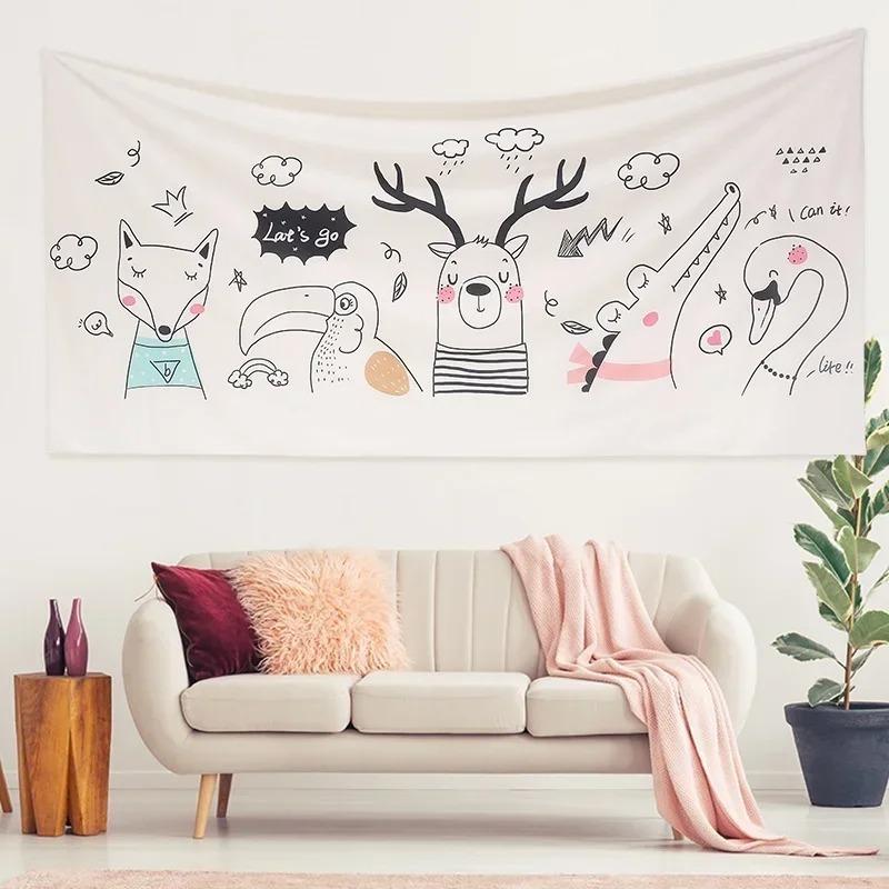 Простой декоративный гобелен с маленькими животными, домашний настенный декоративный гобелен для гостиной, офиса