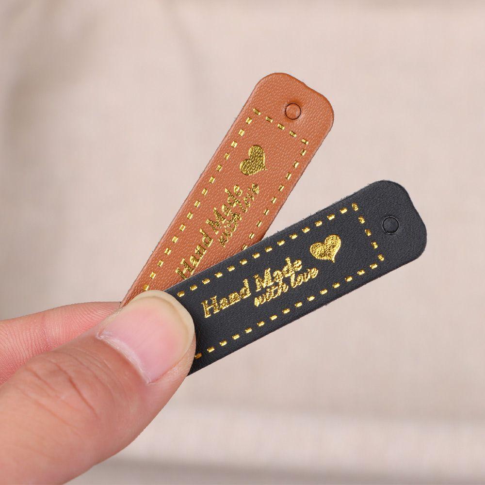 Декор для одежды Шляпа Сумка Бирки с бронзовым тиснением Ручная работа Сделано с любовью Этикетка для одежды Кожаные бирки ручной работы