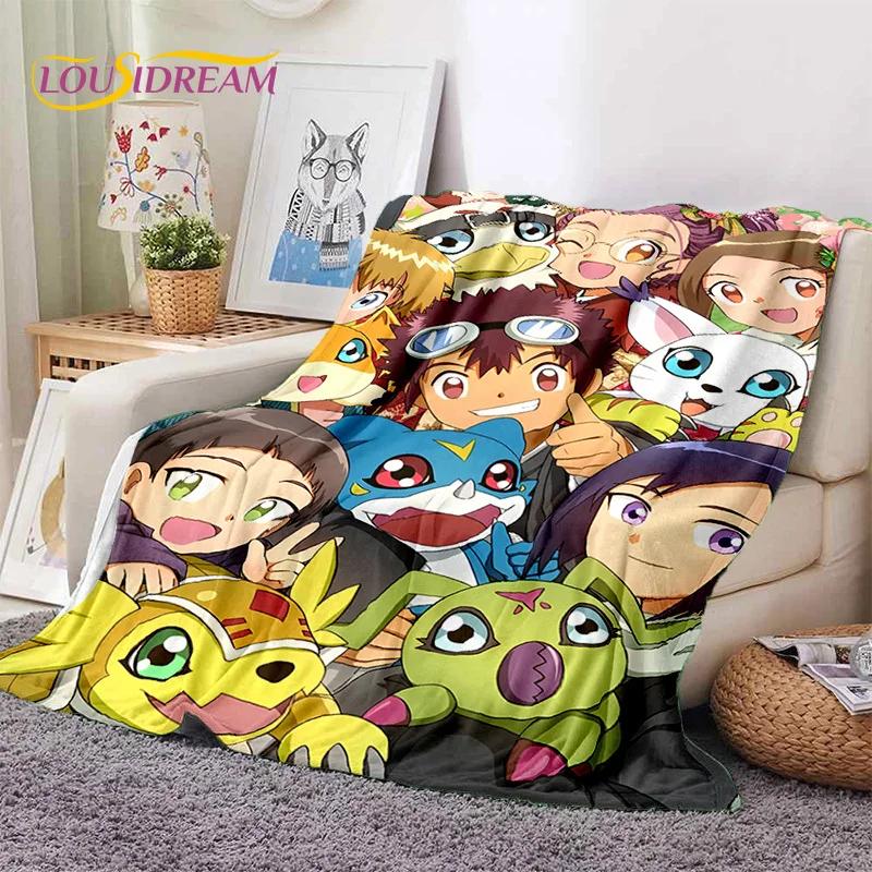 Мягкое фланелевое одеяло в стиле ретро Digimon Adventure Monster Cartoon для кроватей, диванов, пикников, плед для покрывала, детский подарок