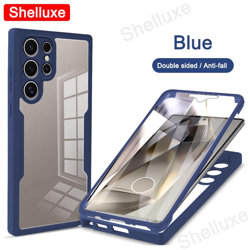 360 Полная защита корпуса Прозрачный чехол Shelluxe для Samsung Galaxy S25 S24 S23 Ultra S22 Plus S21 FE Силиконовая двусторонняя крышка