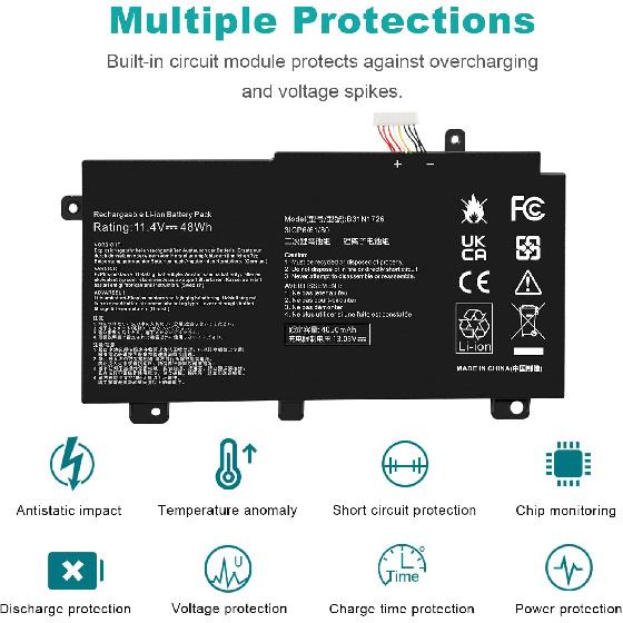 B31N1726 Laptop Battery for Asus FX80 FX80G FX80GD FX80GE FX80GM FX86 FX86FE FX86FM TUF FX504 FX504GE FX504GM FX505 FX505DT FX505DY FX505GE FX505GD