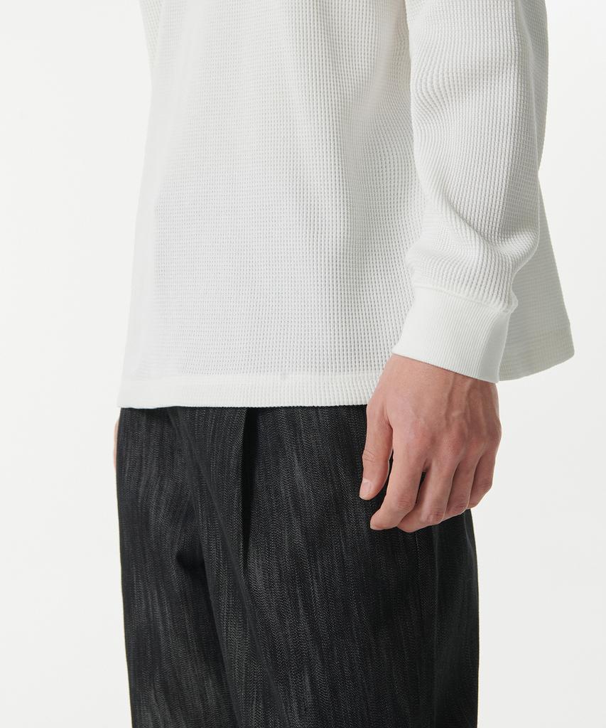 MUSINSA STANDARD Waffle Relaxed Crew Neck Long Sleeve T-Shirt [Ivory]