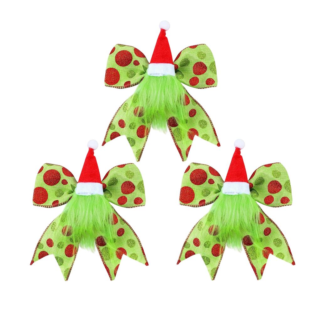 Украшение-бант, Бант с зелеными волосами, Рождественские аксессуары, Украшение подарочной коробки, Украшение венка на елку.