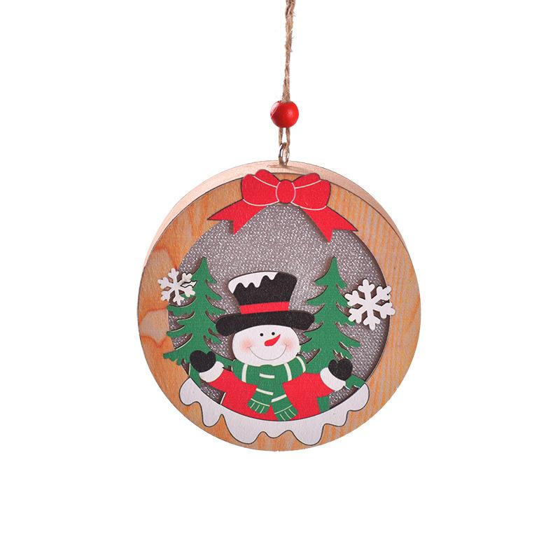 Christmas Tree Led Lighting Pendant Star Ornaments Hanging Pendants Party Xmas Wooden For Round/star With Lights Santa Decoratio