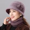 Warm Rabbit Fur Hat Hat Autumn and Winter Women's Scarf Two-piece Set Winter Basin Hat