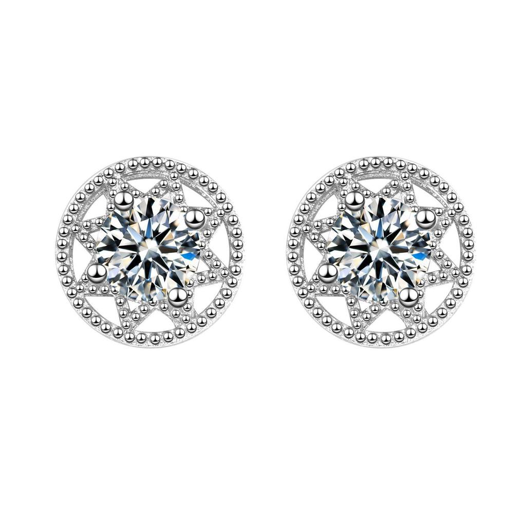 925 Sterling Silver Earrings For Women Round Zircon Earrings Sparkling Party Wedding Jewelry Gift Accessories