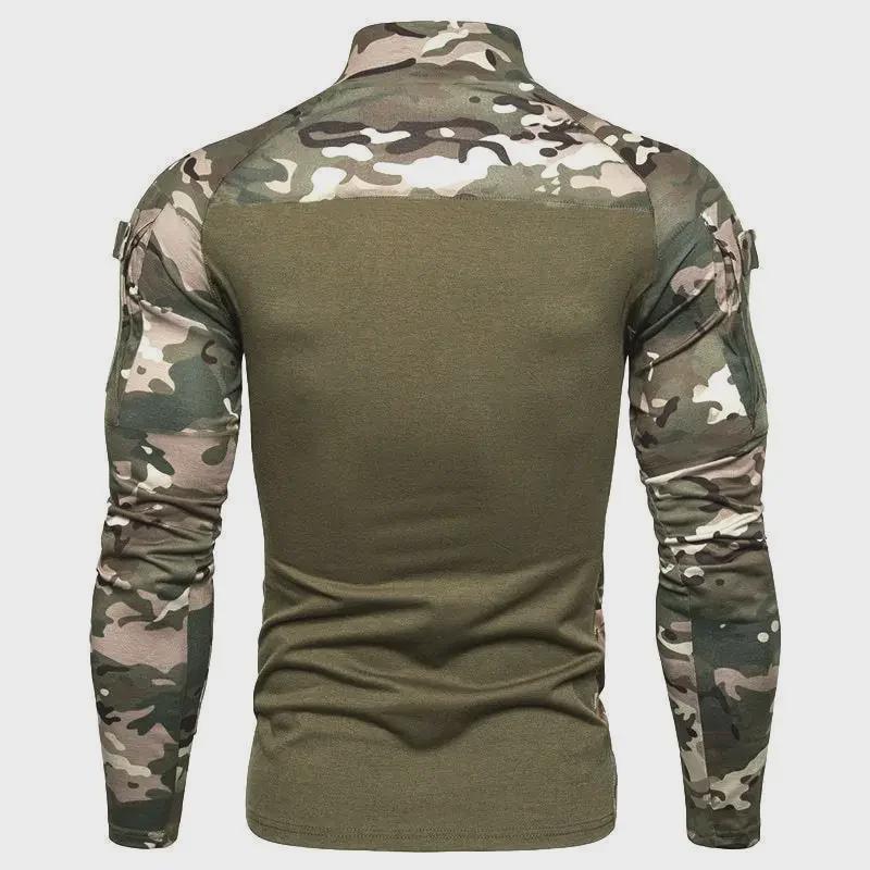 Men's Camouflage Long-Sleeve Military-Style T-Shirt