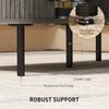 Coffee Table with Storage, Living Room Table with Slatted Tambour Sliding Doors and Foot Pads