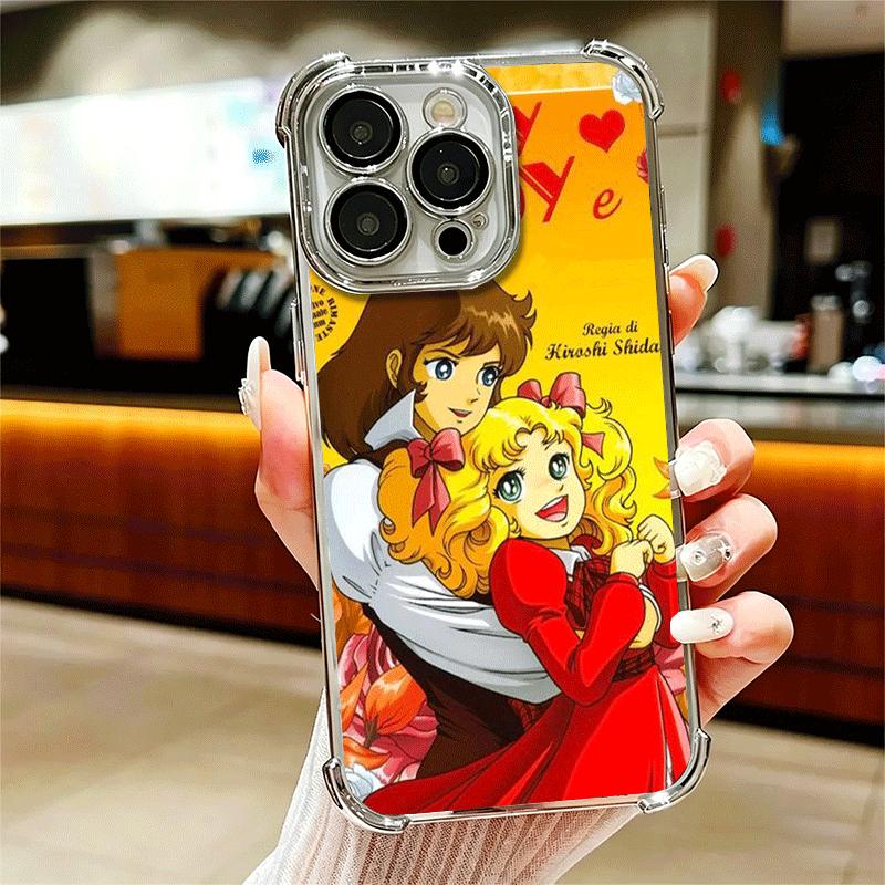 Candy 90s Cartoon Plating Phone Case For Iphone 16 17 Pro Max Air 16E 14 15 Plus 12 13 Mini Anti-Fall Airabag Cover