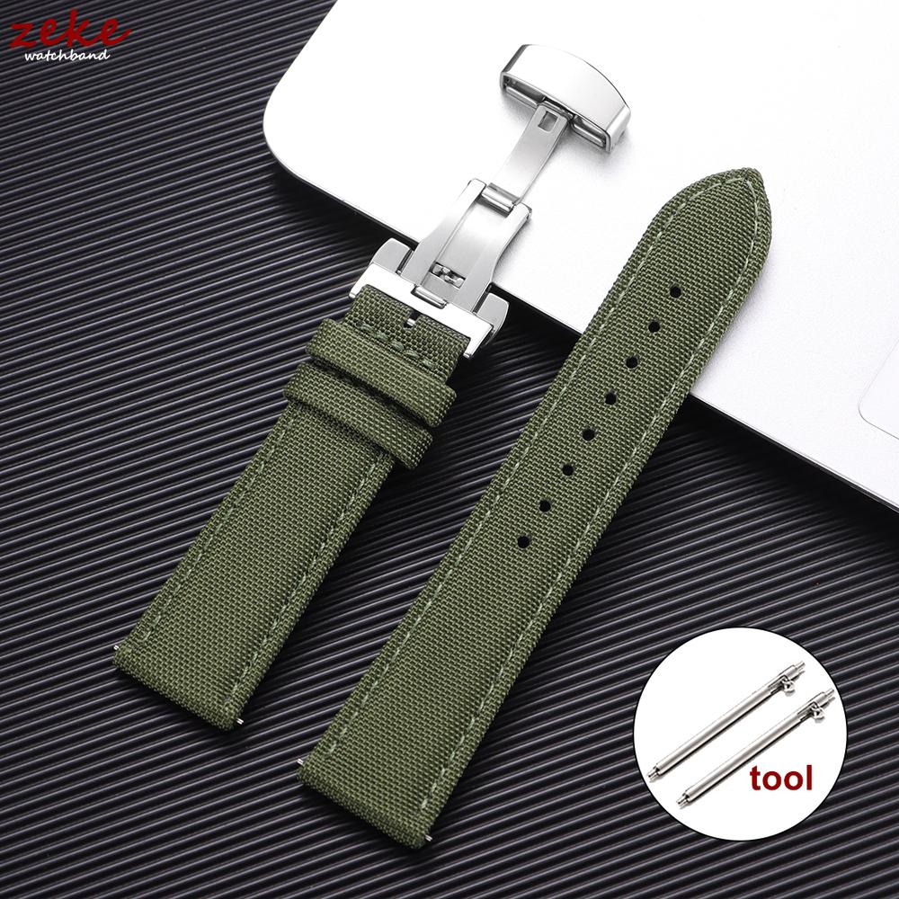 Quick Release Nylon Sailcloth Watch Strap 20mm 22mm Butterfly Buckle Band for Omega for Seiko Watchband New Smartwatch Wristband