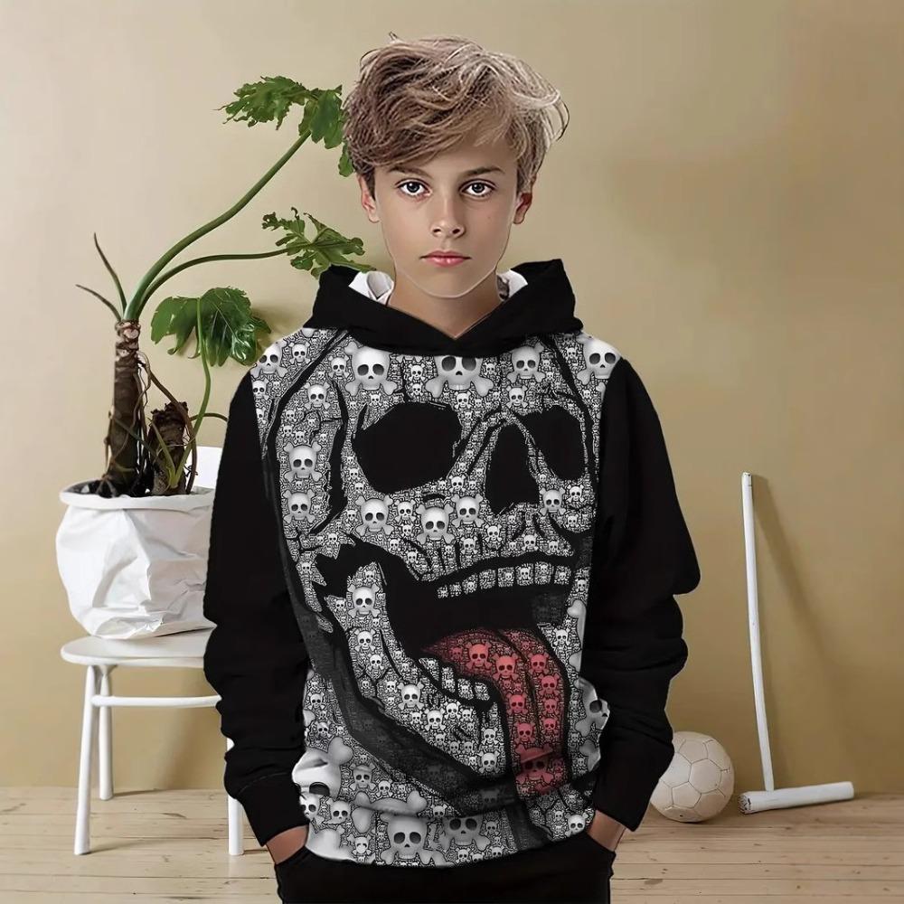 Children's Hip Hop Skeleton 3D Digital Printed Boys' Fashion Hoodie Sweatshirts