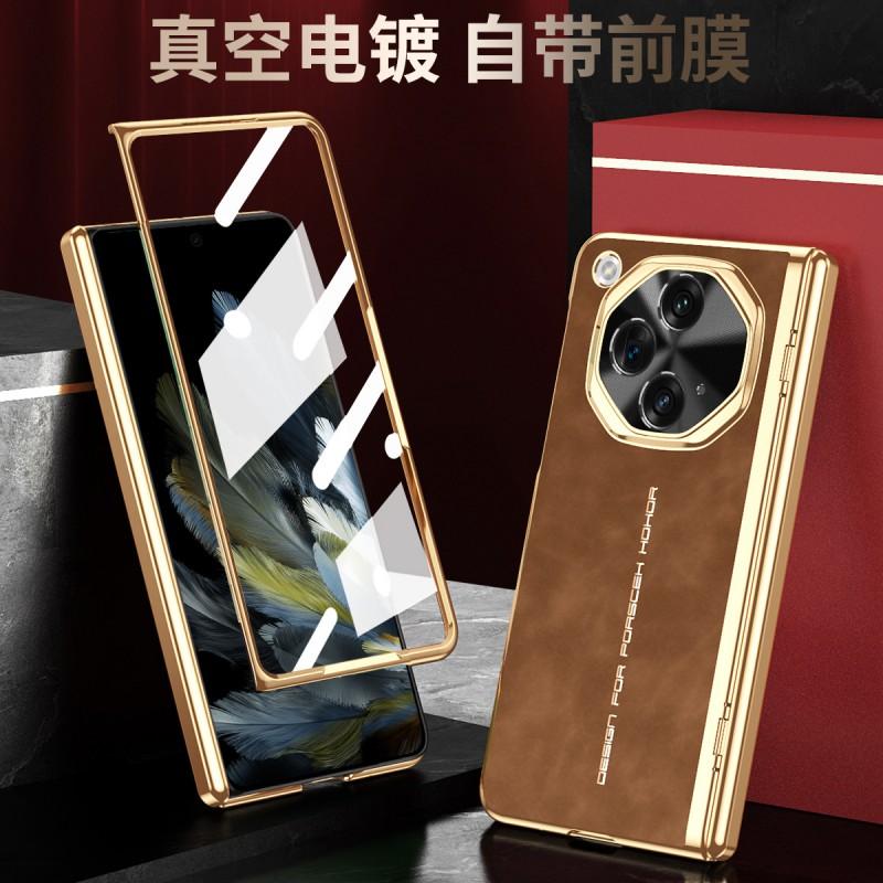 Чехол для складного телефона OPPO Find N3 Полное покрытие PC-оболочка С гальваническим покрытием Текстура Наппа Ударопрочный Магнитное крепление