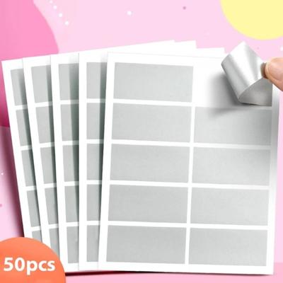 50 шт. наклеек для скретч-карт, игрушечных скретч-инструментов, этикеток-сюрпризов, самоклеящихся бумажных заметок, прямоугольных, для самостоятельного изготовления подарков, украшений
