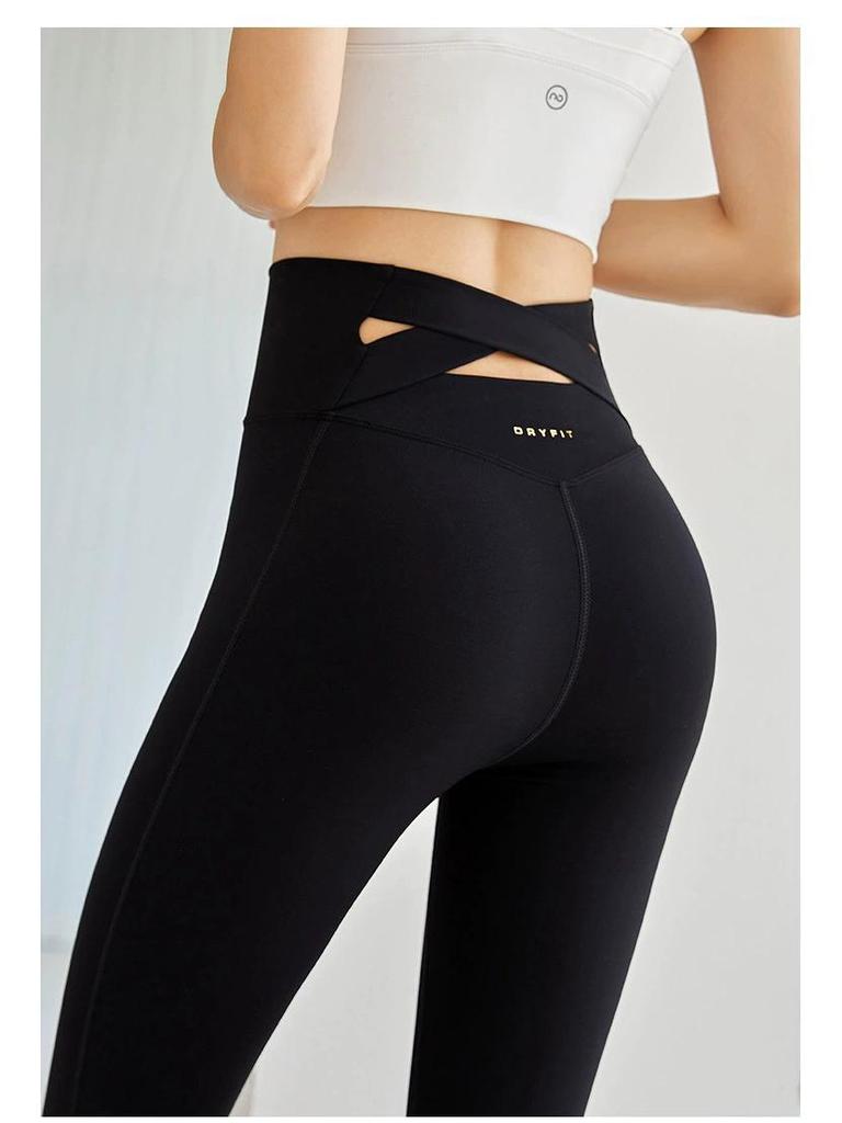 Штаны для йоги Lulu с высокой талией и перекрестными швами сзади — телесного цвета и с подтяжкой бедер для пилатеса