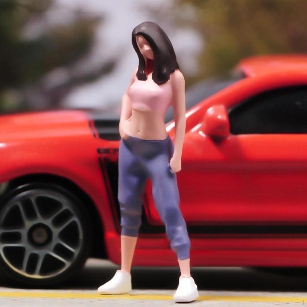 Фигурка Cool Girl 1/64 Миниатюрное женское украшение для макета Коллекция Поезда Архитектурная модель автомобиля