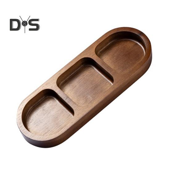 Разделенный деревянный поднос для сервировки, блюдо для приправ, многосекционные соусницы для закусок, фруктовых конфет, элегантные деревянные тарелки для повседневного использования