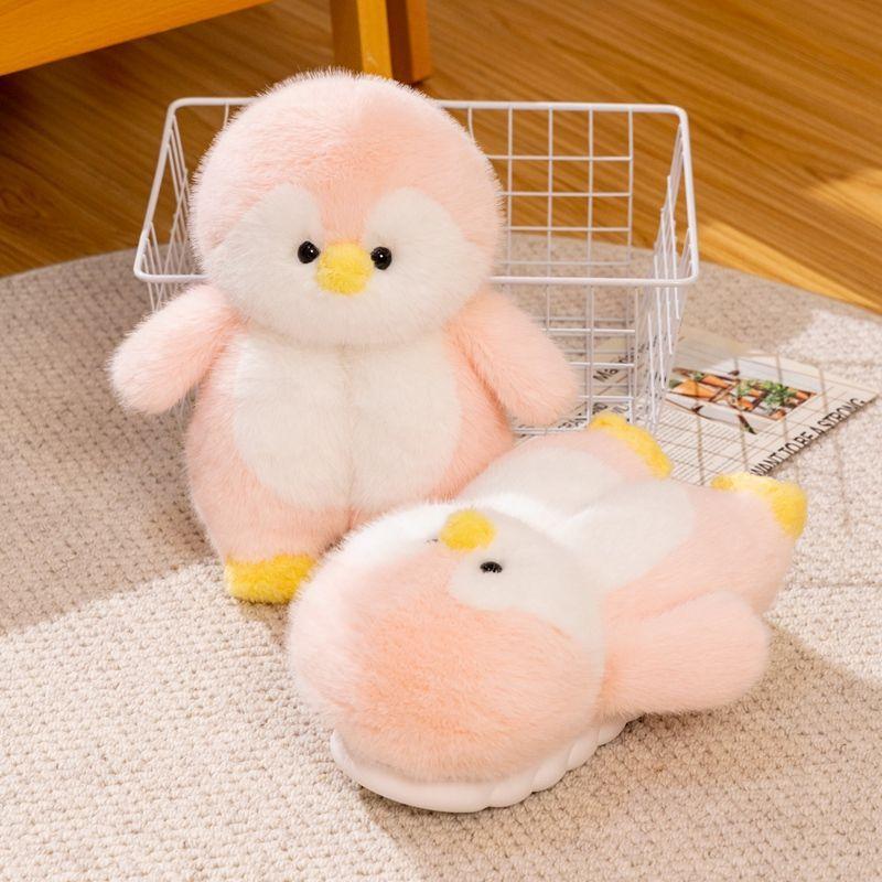 Милые тапочки с мультяшным пингвином, женские домашние тапочки, сохраняющие тепло, зимние женские тапочки из меха животных, пушистые домашние тапочки для дамской комнаты