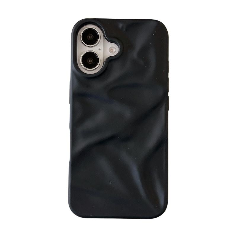 Матовый Чехол для Телефона Candy Color Складная Мятая Текстура Для For Iphone 16 1 14 13 12 11 Pro Max 16 Plus Ударопрочный Мягкий ТПУ Чехол