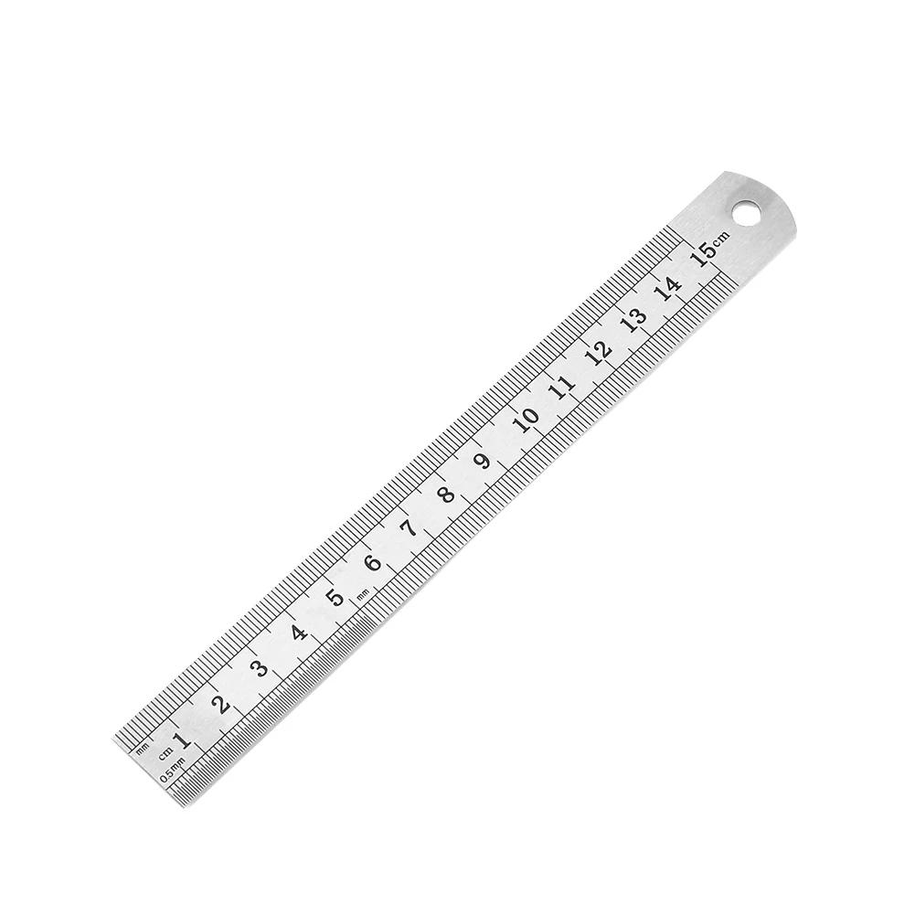 Double Sided Metal Scale Stainless Steel Straight Ruler Measuring Tool Stationery Drafting Accessory School Office Supplies