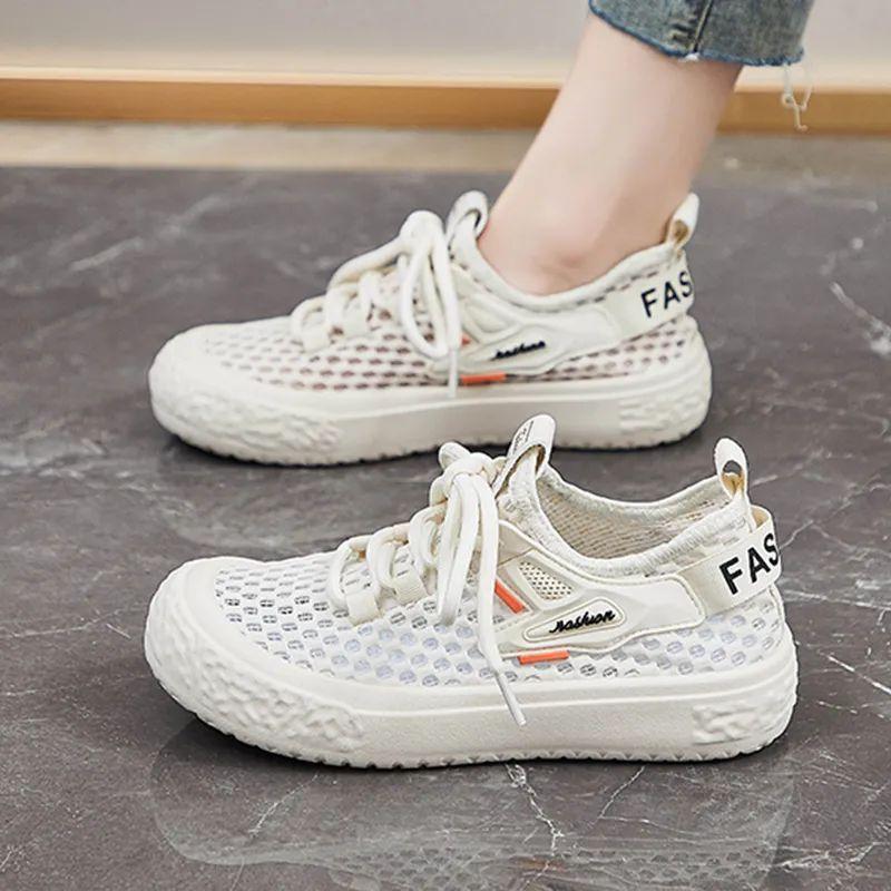 Summer mesh mesh shoes ultralight sports shoes hollow thicksoled breathable explosion running shoes softsoled breathable