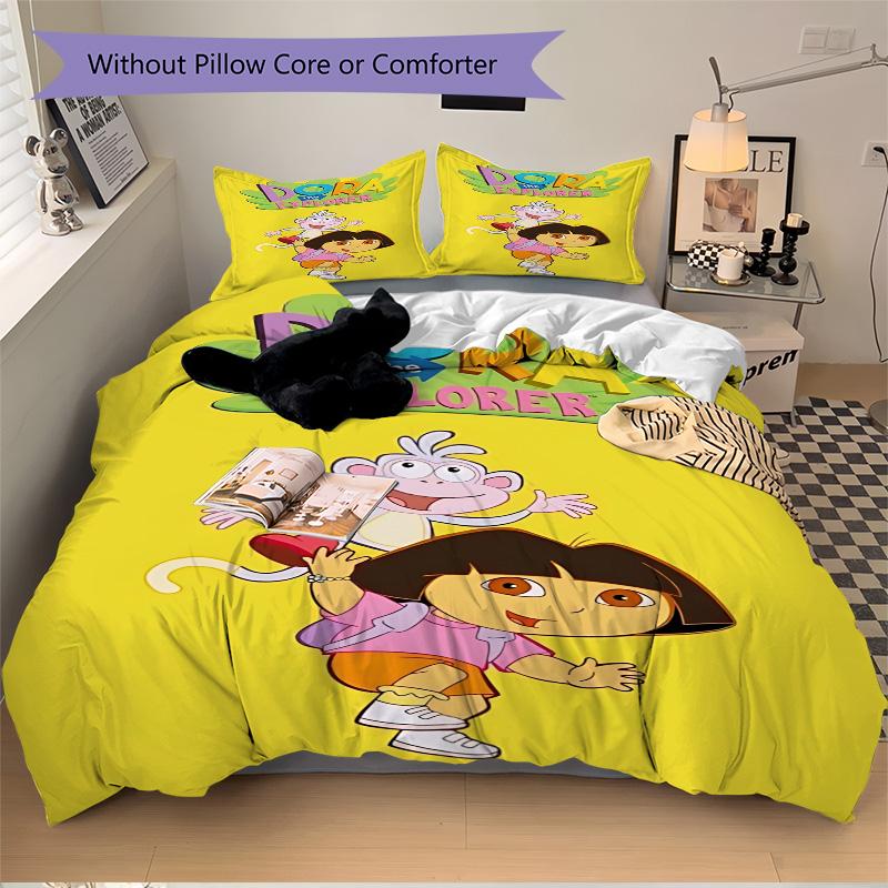 Dora Boots Adventure Print 3Pcs Bedding Setduvet Cover With 2 Bedropillowcase Home Birthday Gift