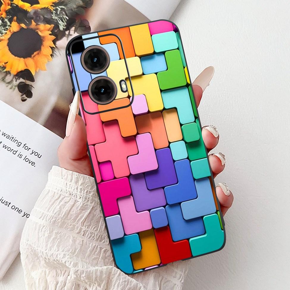 For Motorola Moto G85 Case Silicone Cute Cat Fashion Flowers Painted Back Cover For Motorola G85 Moto G85 Phone Case XT2427-3
