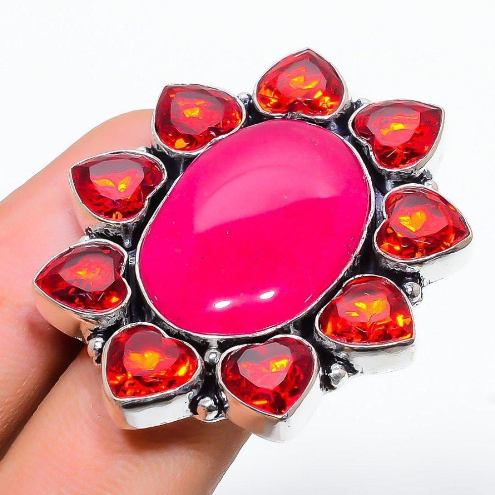 Рубин натуральный гранат драгоценный камень ювелирное изделие из серебра 925 пробы размер 8 b9z22