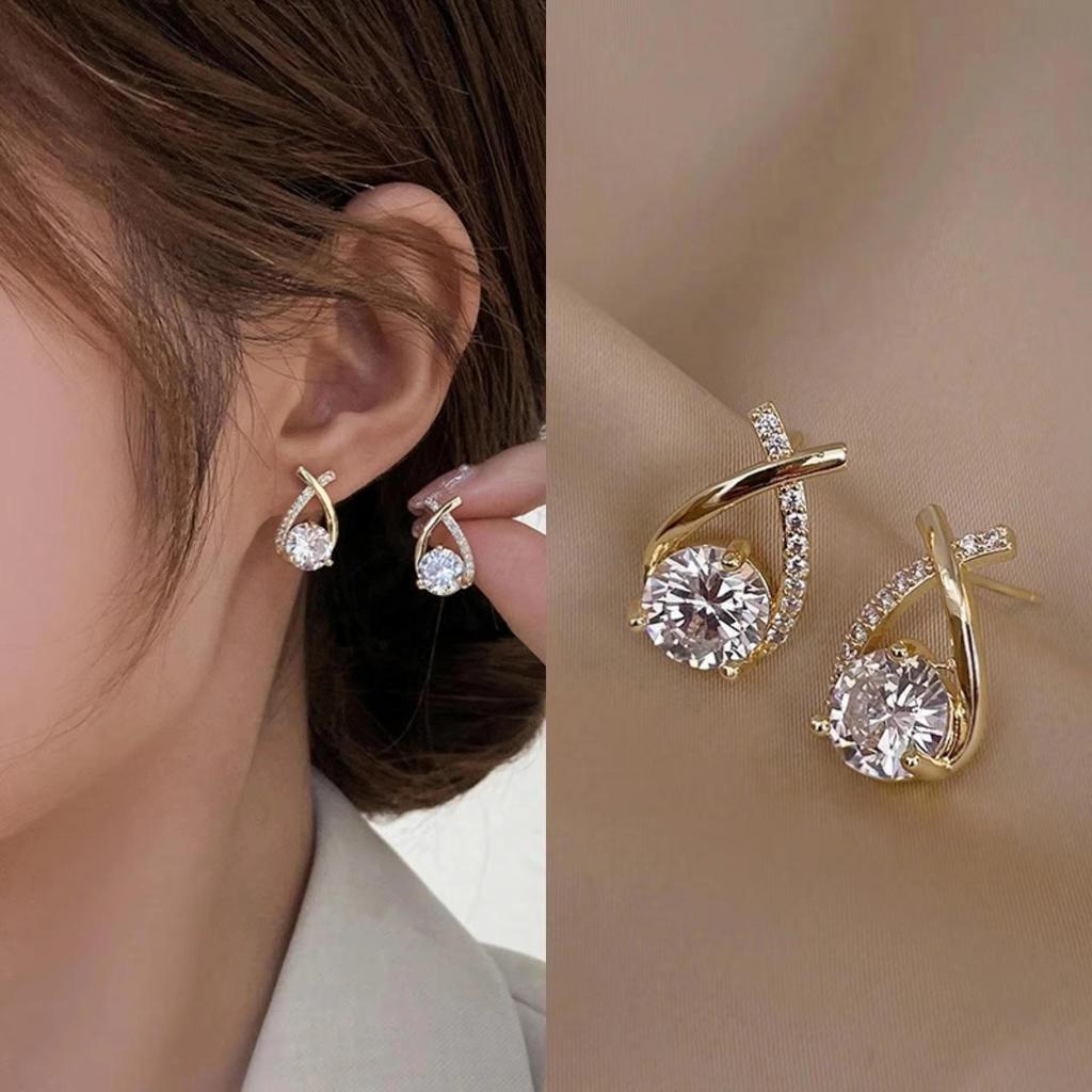 925 Silver Crystal Heart Hoop Earrings for Women Luxury Fashion Jewelry