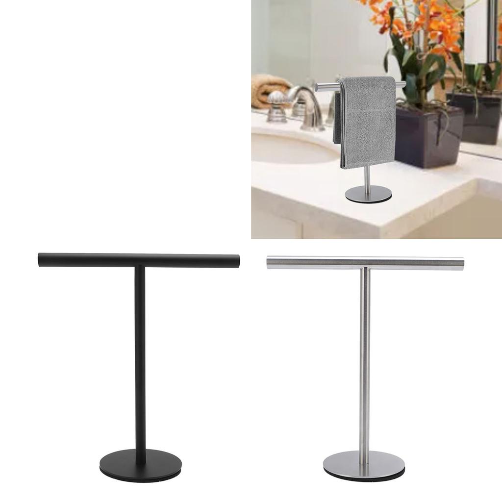 T Shape Towel Holder Stainless Steel Standing Hand Towel Rack with Heavy Base Jewelry Organizer for