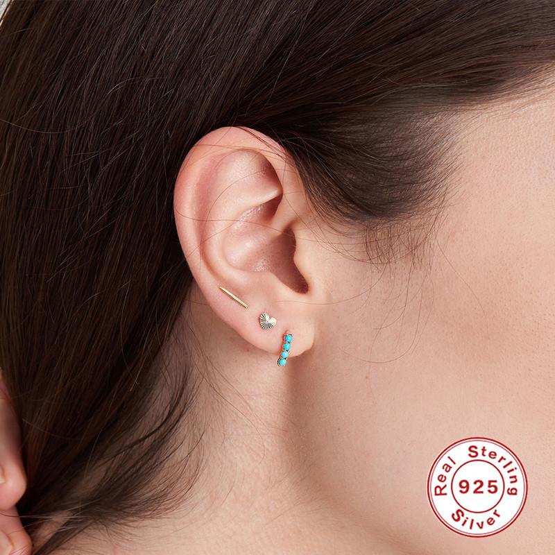 Серьги серии Turquoise Серьги-пряжки Простые серьги премиум-класса Дизайнерские серьги Серьги из стерлингового серебра 925 пробы