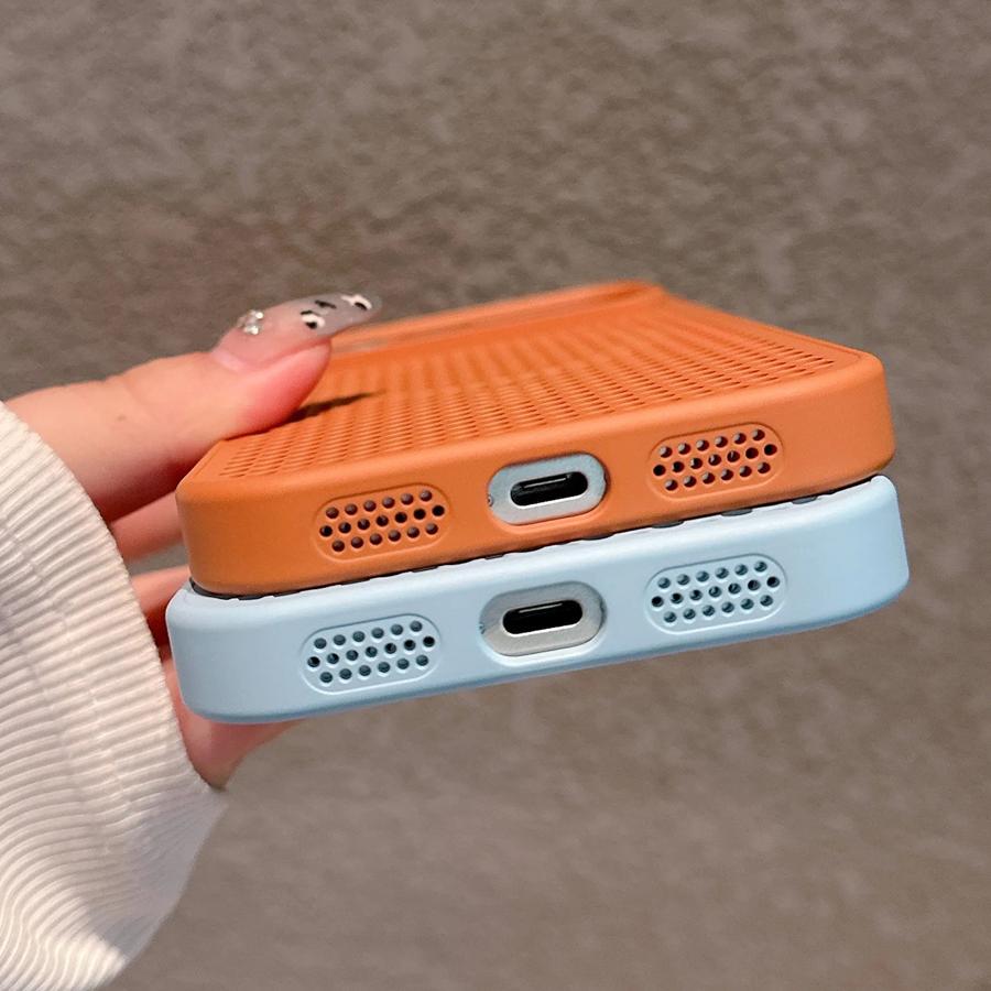 Сетчатый чехол для отвода тепла для беспроводной зарядки MagSafe для iPhone 17 16 15 14 Plus 13 12 Pro Max 17 Air Дышащая жесткая крышка