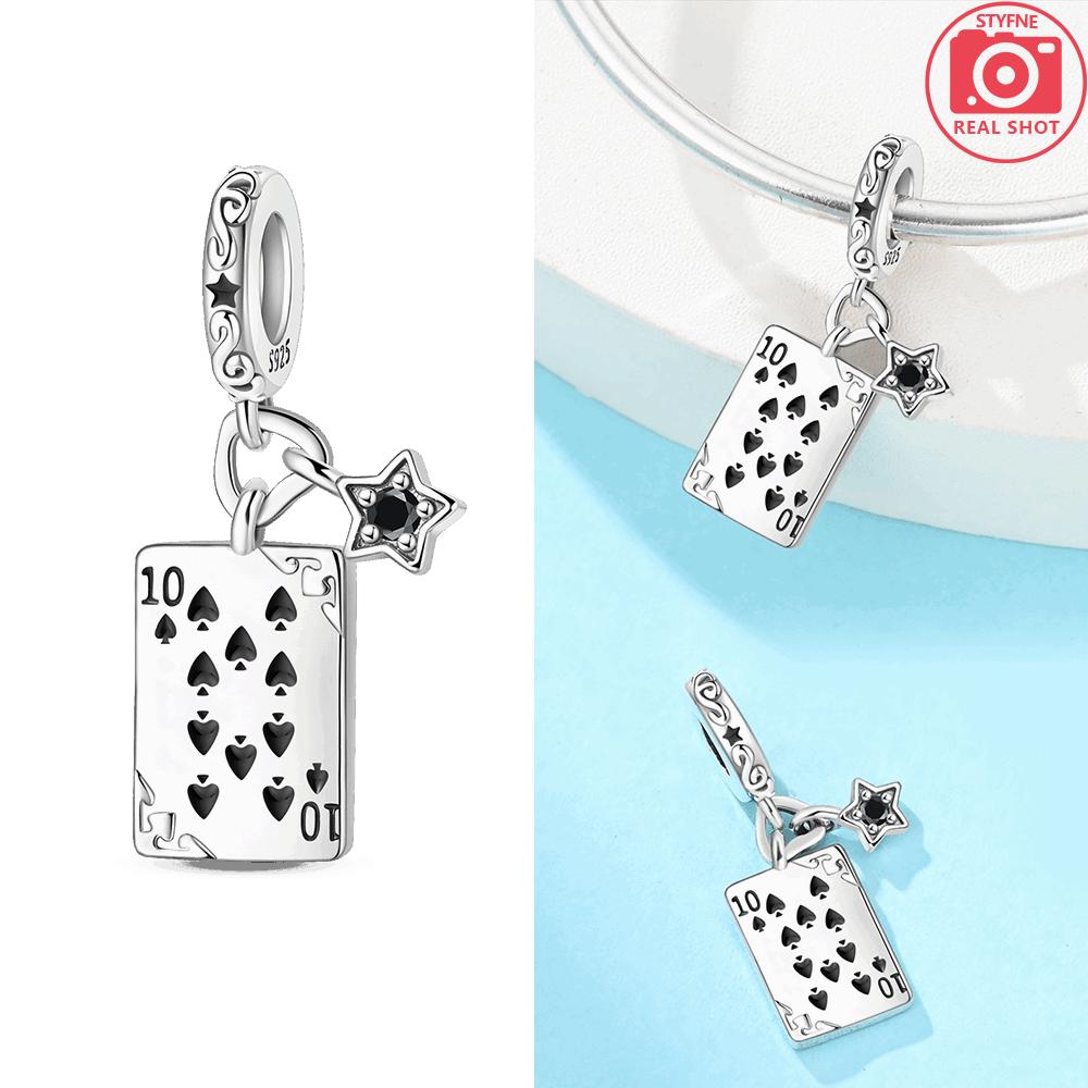 Women'S Pendants Original Copper Black Suit J Playing Card Red 10 Bead Fit Bracelet Women Jewelry Making Diy Gift Accessory