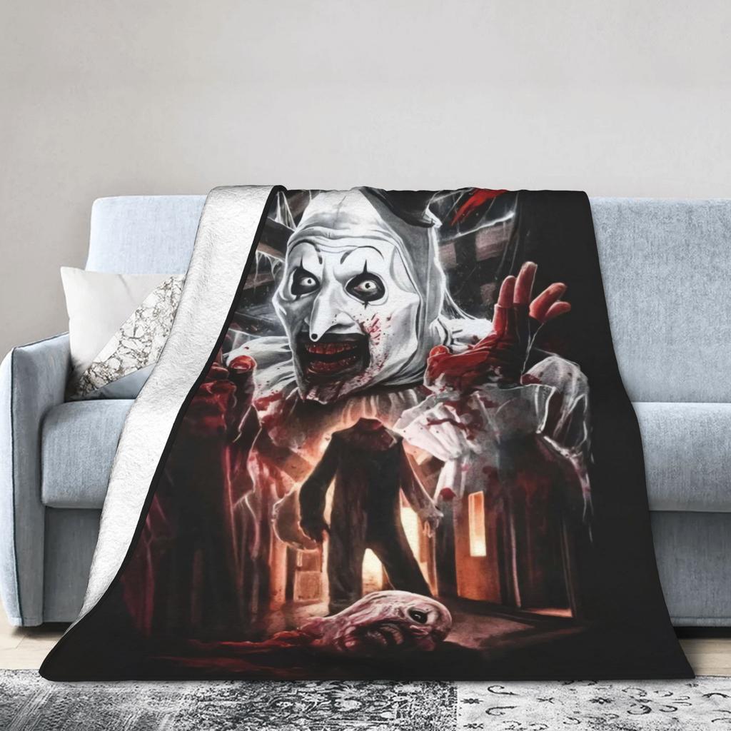 Теплое Мягкое ОдеялоДетское Взрослое Декоративное Одеяло-Плед по Мотиву Фильма Ужасов "Ужасающий 3" Фланелевое Покрывало для Дивана Кресла Дивана Покрывало для Кровати