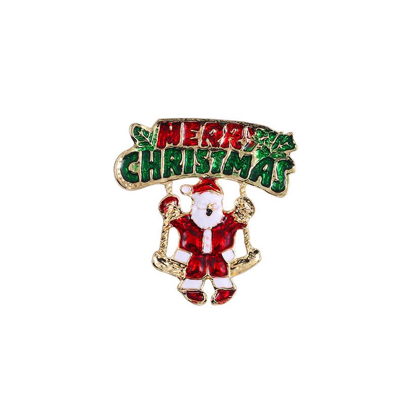 Santa Claus Christmas Tree Brooch - Retro Alloy Jewelry Pin for Clothing, Shoes, and Hats