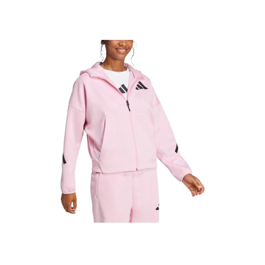 adidas ЗНЕ. Толстовка с капюшоном на молнии True Pink для женщин в уличном стиле JC5393