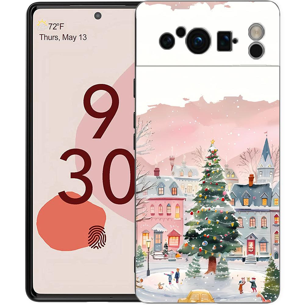 Мультяшный рождественский чехол для телефона Google Pixel 10A 10 9 8 7 6 Pro XL 9A 8A 6A 7A 5G Мягкий противоударный ТПУ Черный чехол