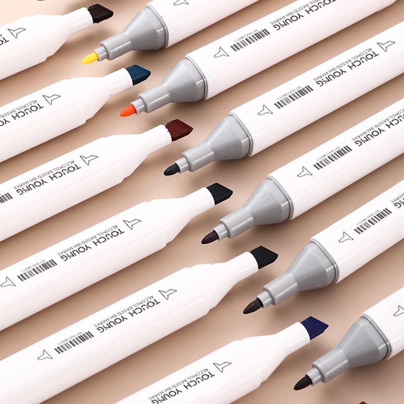 6th Gen Double Tip White Square Barrel Oil-Based Marker for Drawing & Hand-Painting