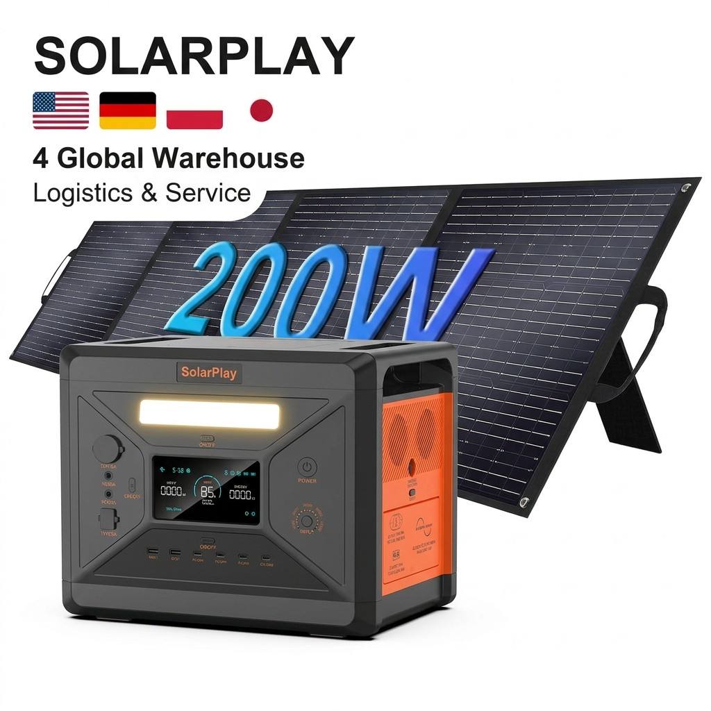 Solarplay DE Warehouse Lifepo4 2304Wh Portable Power Station 3500 Cycles Solar Generator with Solar Panel for German Home Use